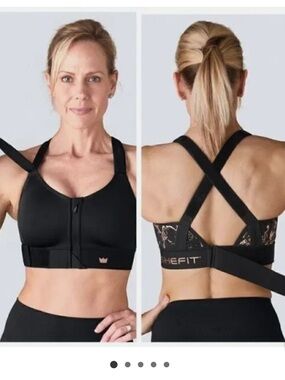 SHEFIT Flex Adjustable Sports Bra in Black with Rose Gold Trim